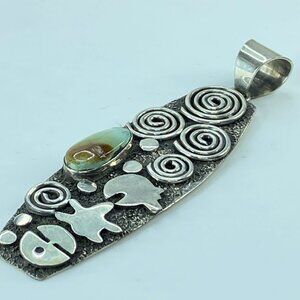 Alex Sanchez Native American Navajo Sterling Turquoise Petroglyph pendant JR115